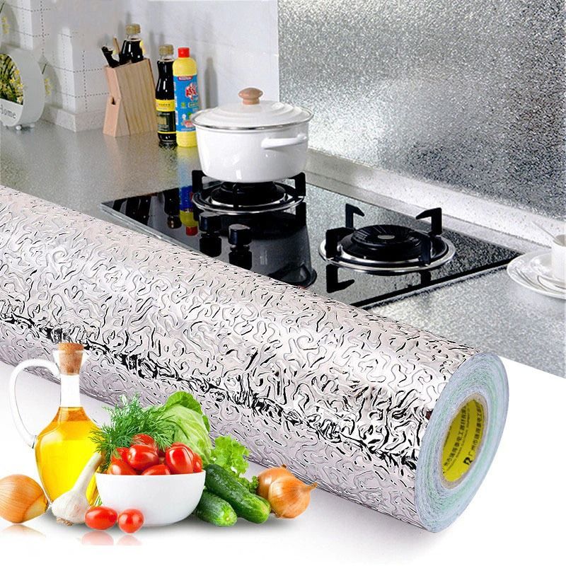 Wall Sticker Kitchen Oil-proof Self Adhesive Sticker Stove Anti-fouling High-temperature Aluminum Foil Wallpaper Film Home Decor