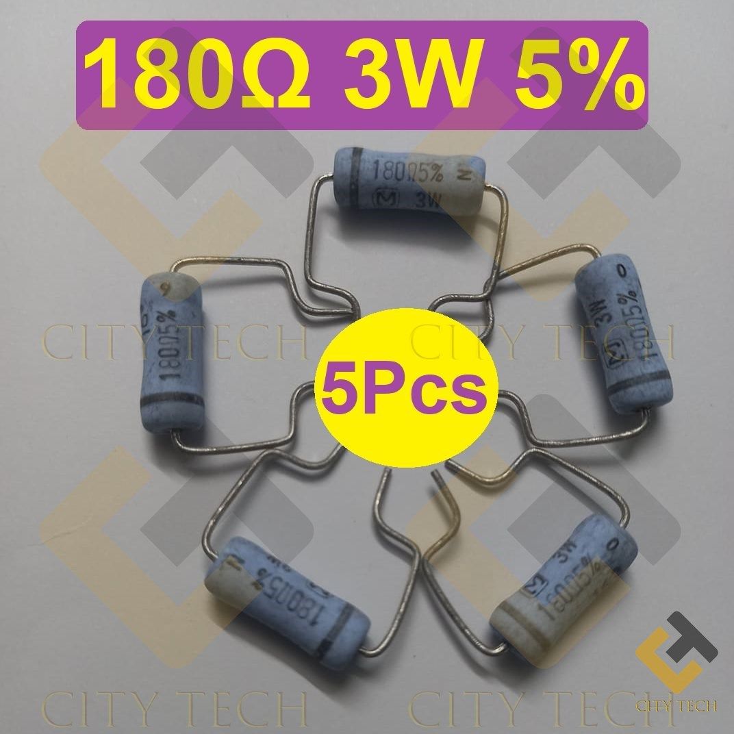 5Pcs 3W 180 Ohm Resistor Metal Oxide Film Resistors Flameproof Power 3 Watt 180 Ohm Metal Oxide Resistors 5% Tolerance Passive Components