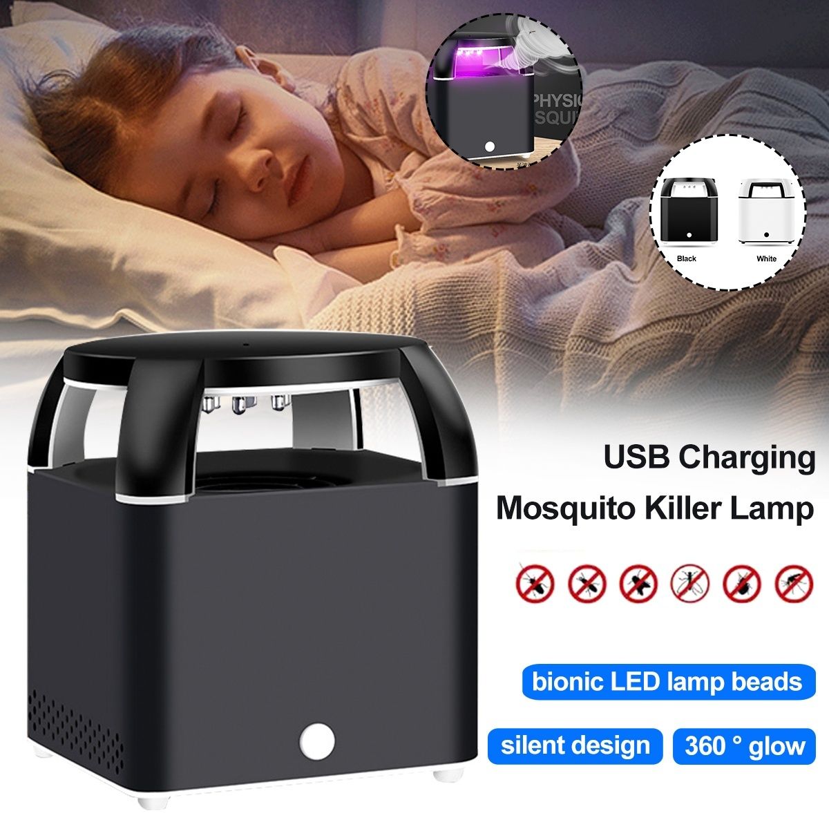 Electric UV Light Mosquito Killer Bugs Insect Grill USB Zapper Trap Catcher Lamp