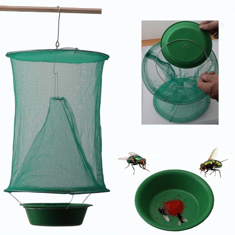 Health 1PCS Pest Control Reusable Hanging Fly Catcher Killer Flies Flytrap Zapper Cage Net Trap Garden Home