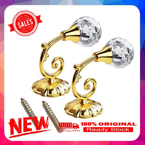 2 Pcs Large Rhinestone Hanging Hooks Curtain Wall Tie Back Hook Hanger Holder