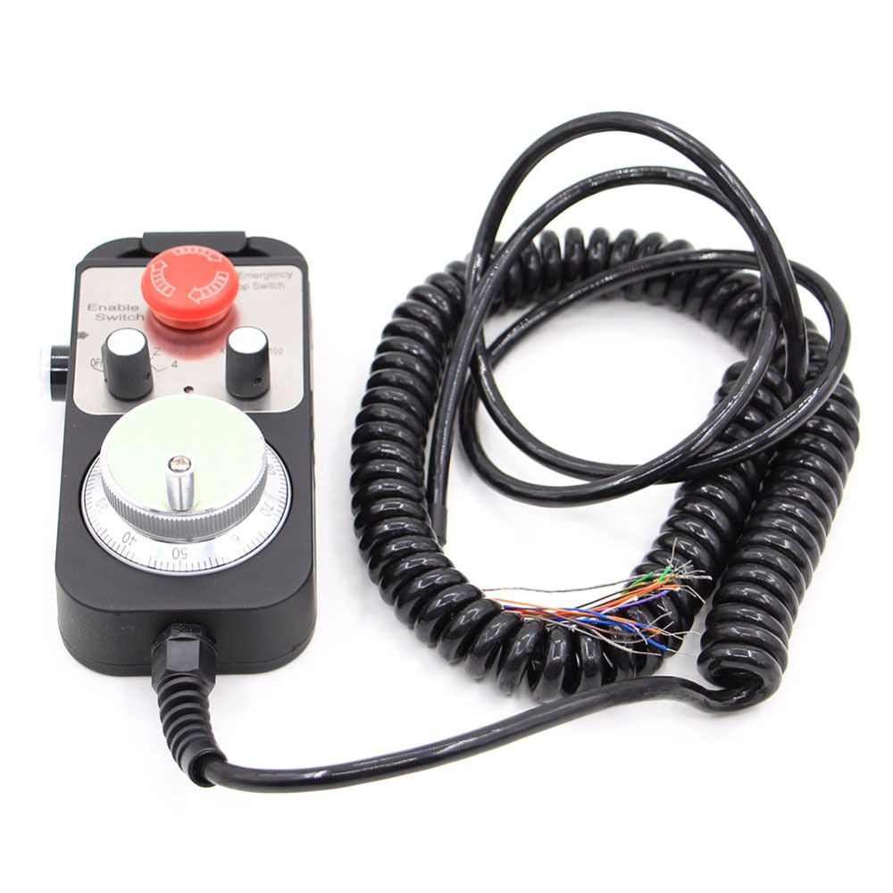 Durable Universal Cnc 4 Axis Mpg Pendant Hand Wheel 100 Pulse 5V & Emergency Stop Cnc Router Handwheel 4Axis Type