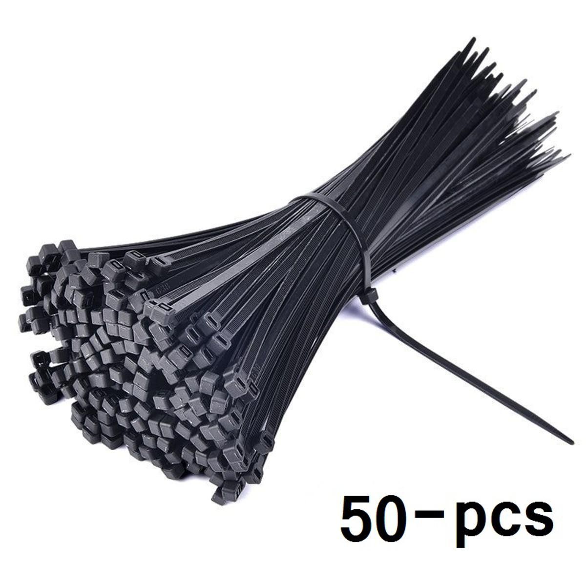 50 Pieces 8 Inch (5x200mm) Electric Cable Tie White / Black Self Locking Nylon Cable Wire / Zip Ties