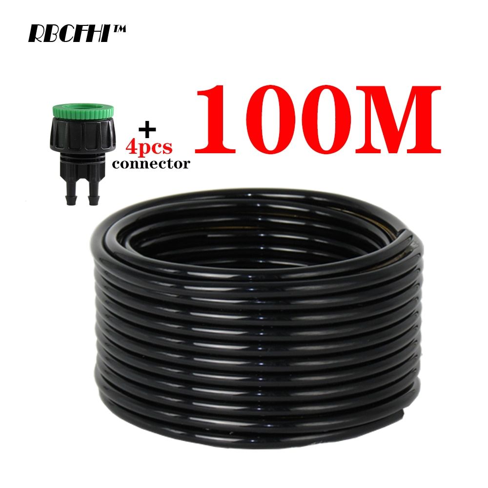 25/50/100m Watering Hose4/7mm Garden Watering Hose Connector Hose Irrigation W/ 1/2"&3/4" Integrated Connector