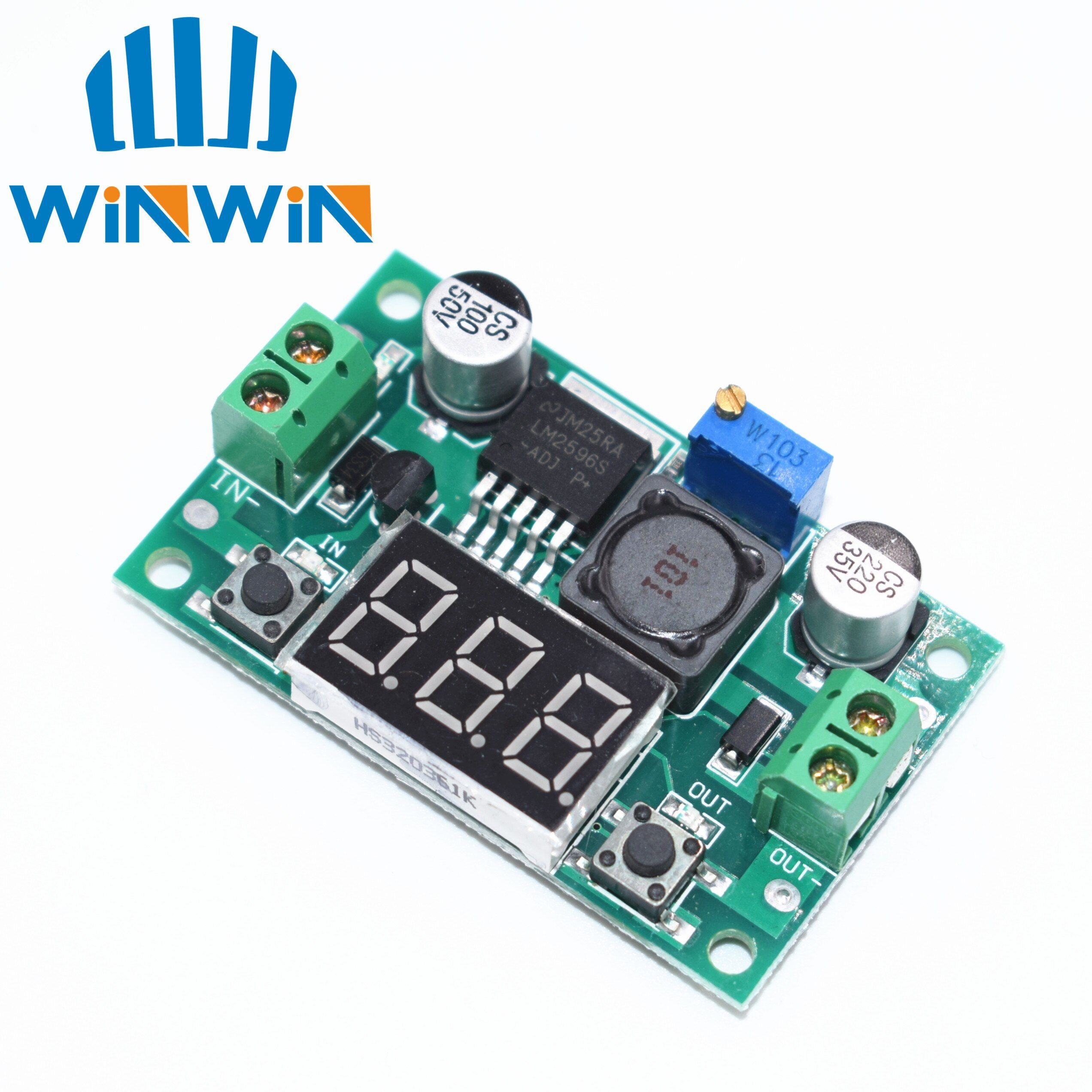 1pcs LM2596 module DC 4.0~40 to 1.3-37V Adjustable Step-Down Power Module + LED Voltmeter