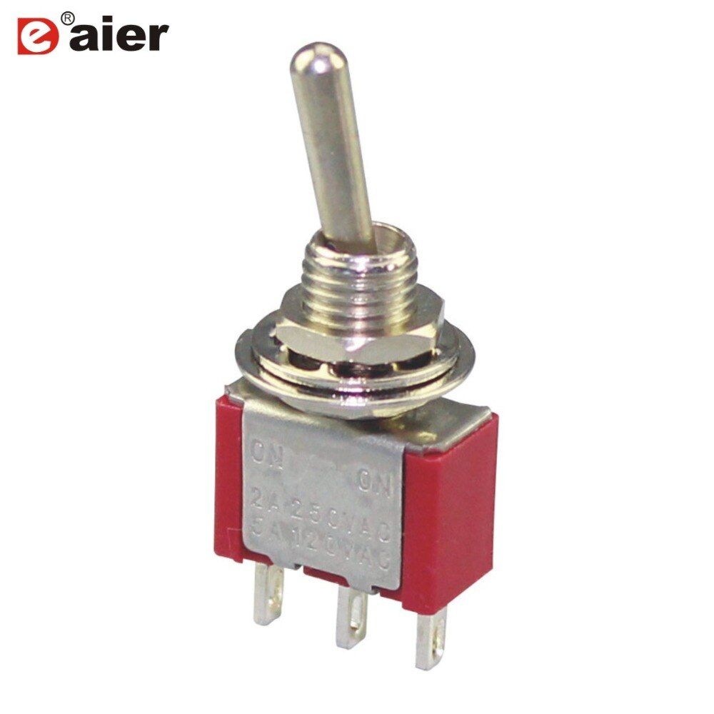 10mm Long HEAD 3Pin Self-Lock TOGGLE Switch MTS202 AC 125V 6A 3 Pin 3 Positions SPDT ON-OFF-ON Miniature Toggle Switch With 10mm Handle For Car Bus Truck CNG