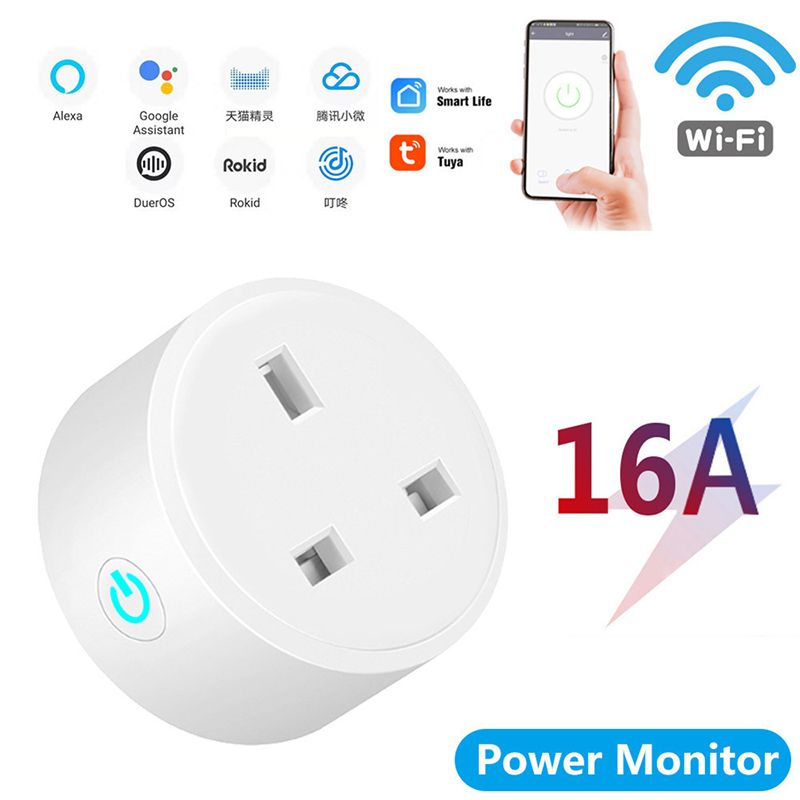 16A/20A UK Plug TUYA Smart Life APP Smart Socket Wireless WIFI Remote Control Socket Voice Control Timing Home Power Socket Work with Alexa Google Assistant