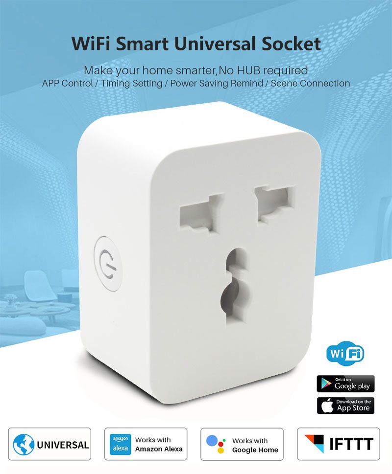Graffiti WiFi + Bluetooth Timing American Standard Pin Multi Function Conversion Smart Socket 10A 16A Switch Plug Voice Control