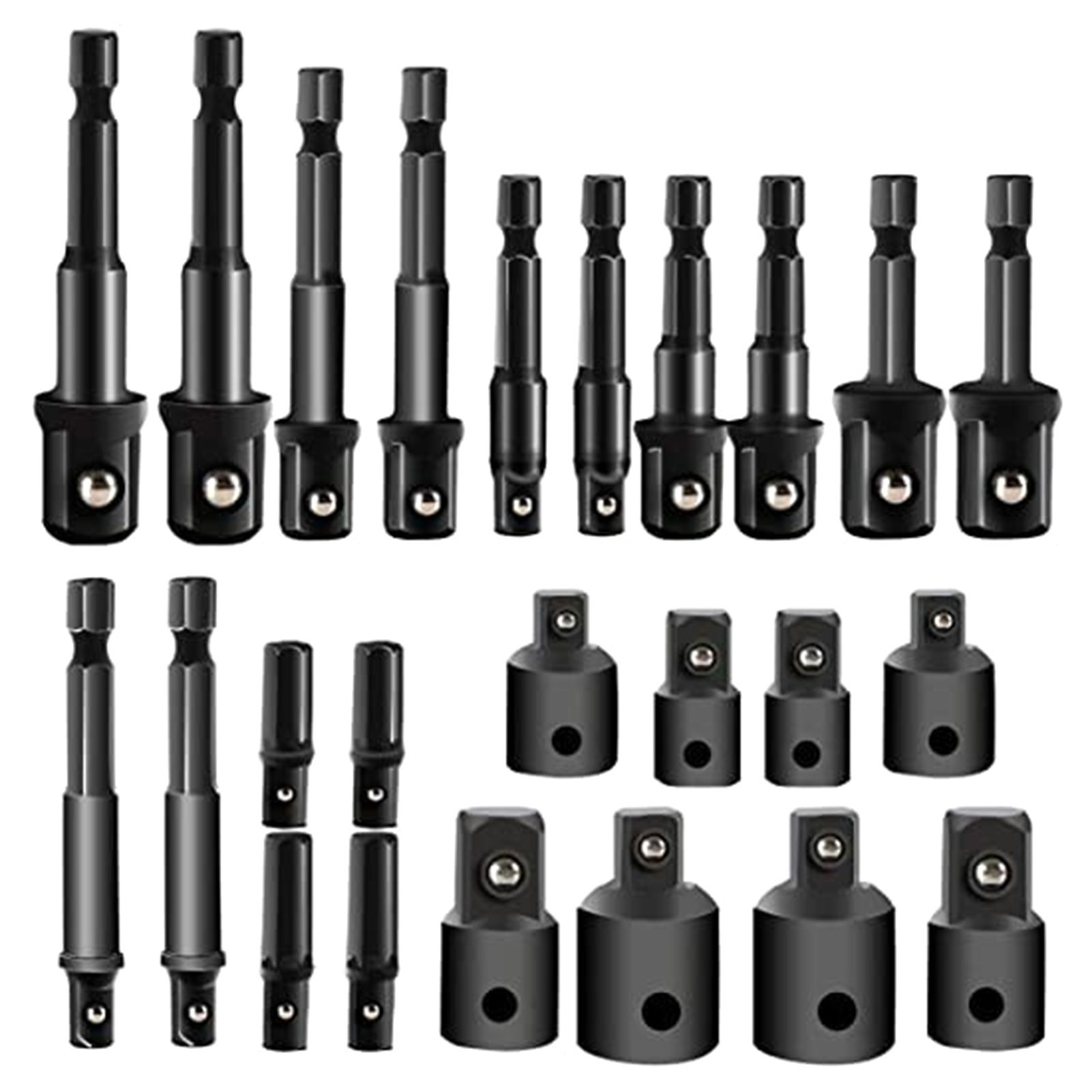 8PCS/7PCS/24PCS/16PCS Sleeve Impact Extension & Socket Adapter H-ex Shank Drill Extension Bit Socket Set Kit Portable