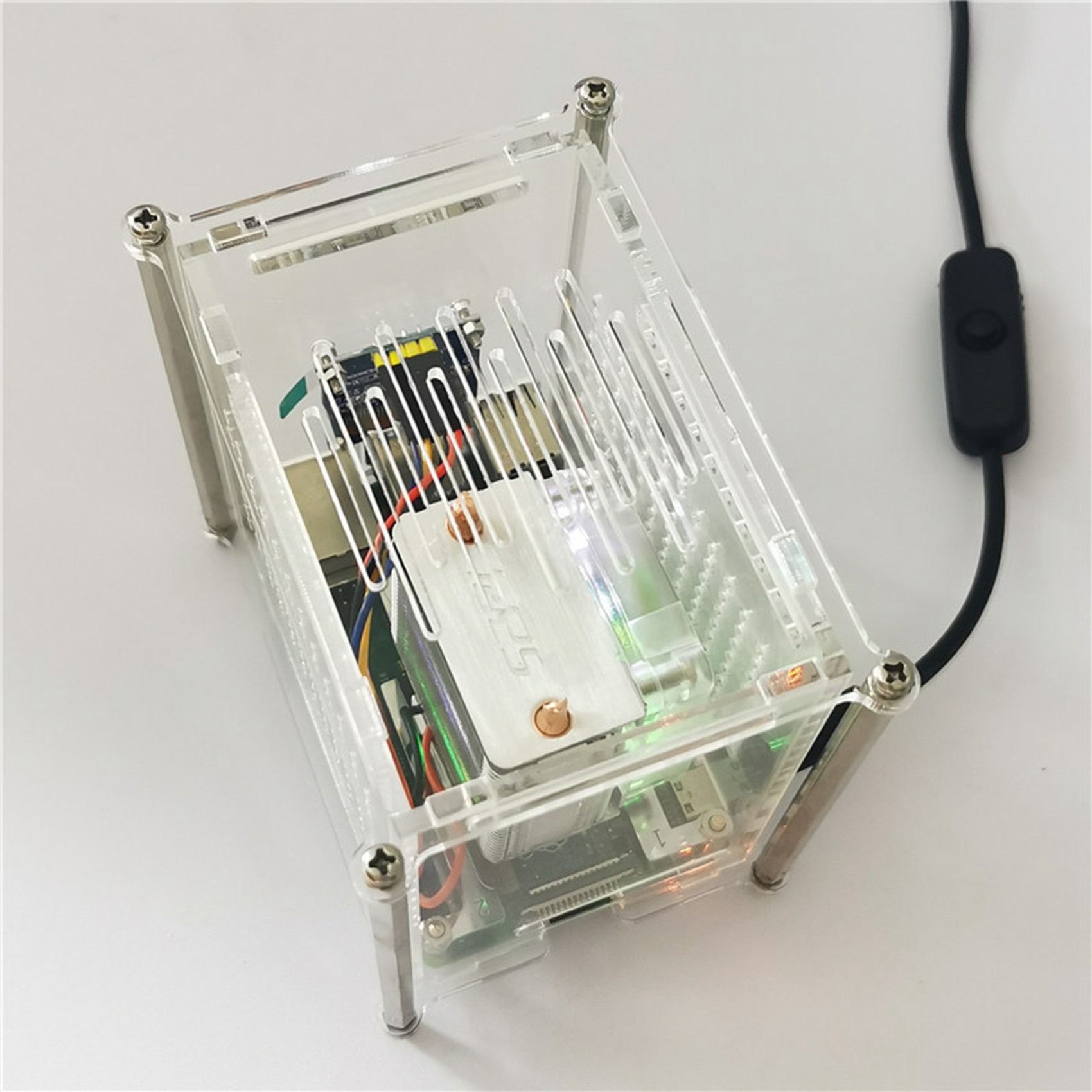 For Raspberry Pi 4 Type B ICE Tower RGB Cooling Fan Copper Tube Cooler with Clear Acrylic Case