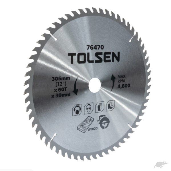 TOLSEN 12" TCT Circular Saw Blade 305mm(12") x 60T x 30mm For Wood Cutting  76470