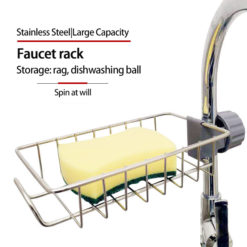 Stainless Steel Faucet Rack Kitchen Storage Dish Cloth Finishing Rack Drain Rack Storage Drain Dry Rack professional design