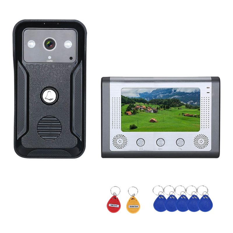 Video Intercom Door Phone 7 Inch RFID System with HD Doorbell 1000TVL Camera US Plug