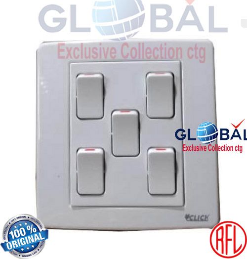 Click Prime,5 Gang 1 Way Switch