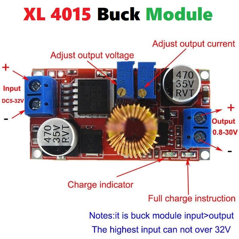 DC DC Step Down XL4015 Buck Converter 5v-32v To 0.8V-30V 5A 75W Adjustable Module Power Supply Powerpoints Switches & Savers