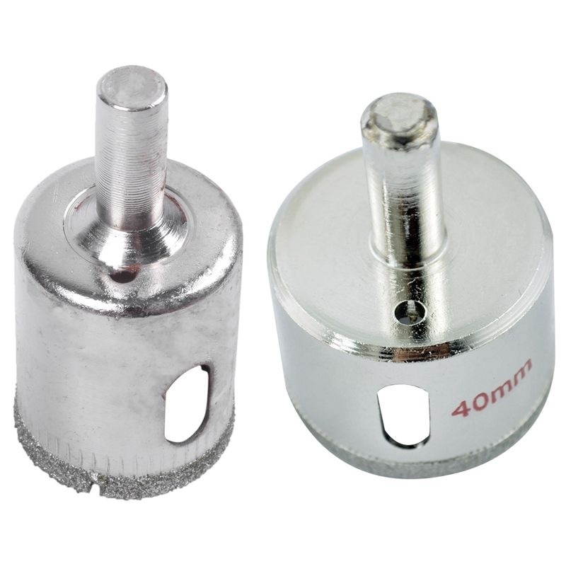 Diamond Coated Tip 40mm Glass Hole Saw Cutter Bit with 25mm Glass Ceramic Tile Hole Saw Drill Bit Cutter