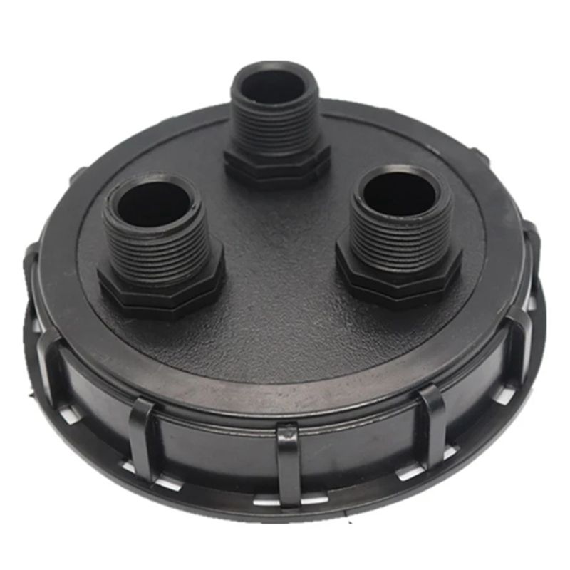 IBC Cap with DN150 1 Inch External Thread Plastic Cover Per Ton Barrel IBC Ton Bucket Plastic Cover-Three Hole