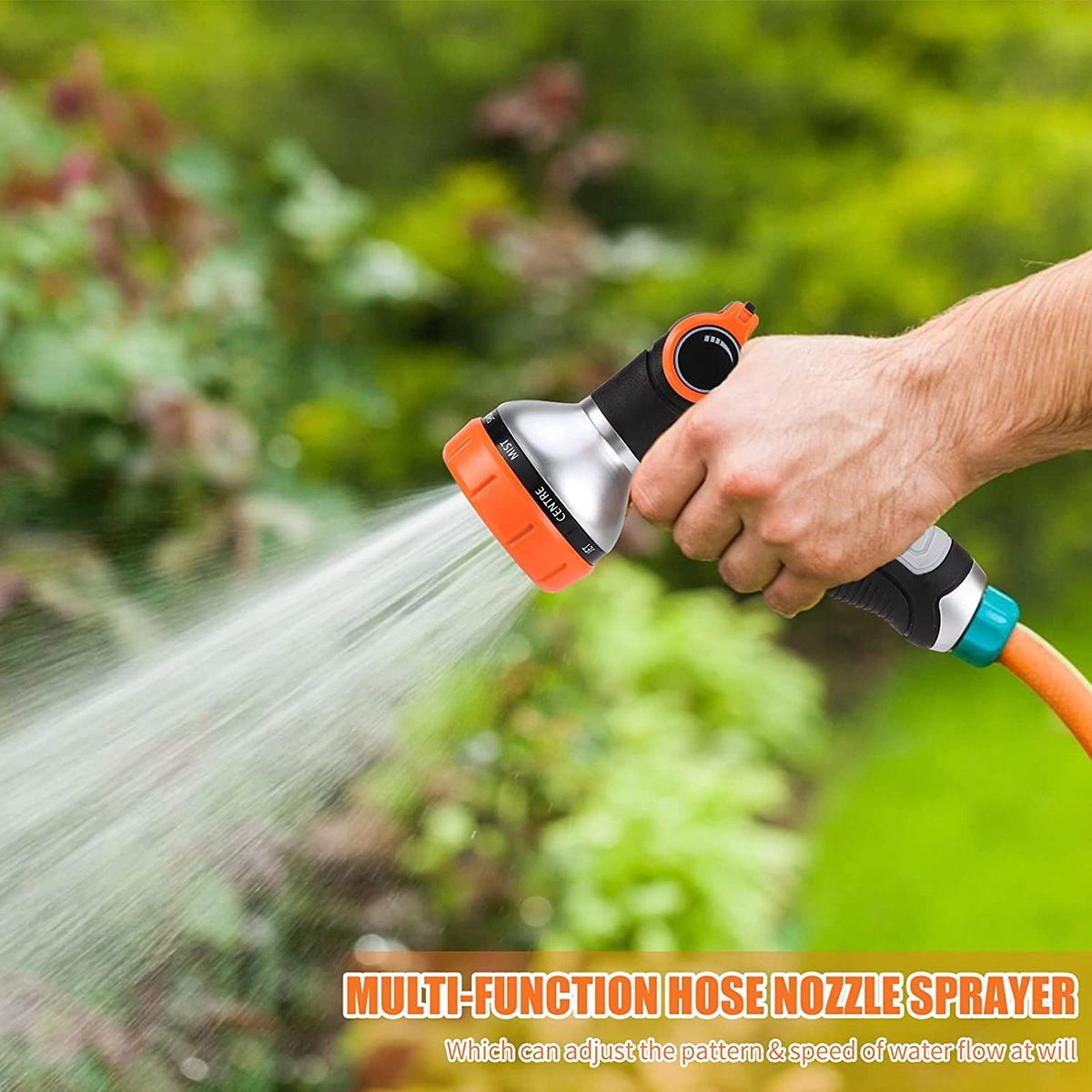 Hose Nozzle Garden Hose Nozzle Hose Spray Nozzle Thumb Control with 8 Adjustable Patterns Hose Sprayer Hose Nozzle