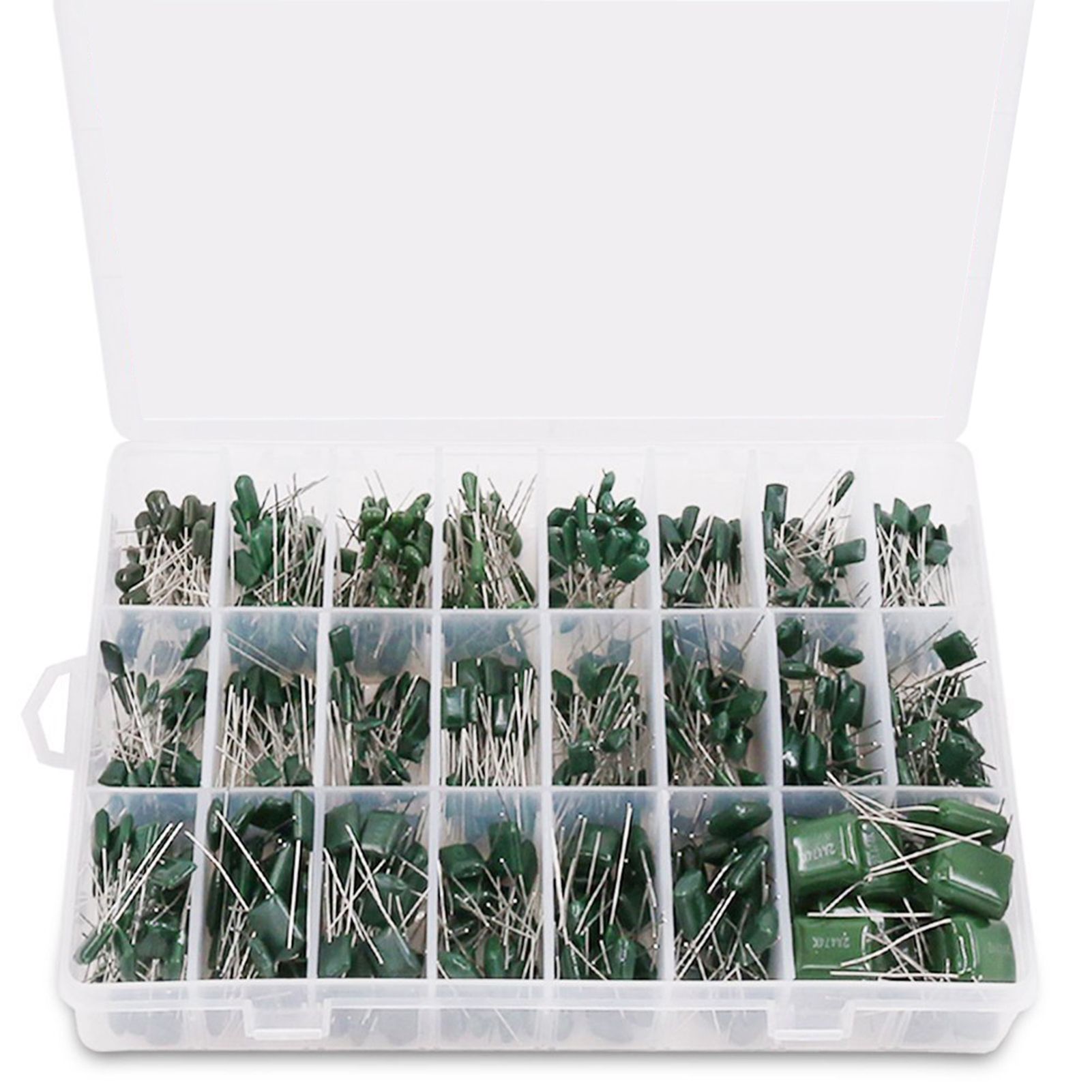 Plastic Case 700pcs 24 Values Mylar Polyester Film Capacitor Assortment Kit 0.22NF to 470NF / 100V