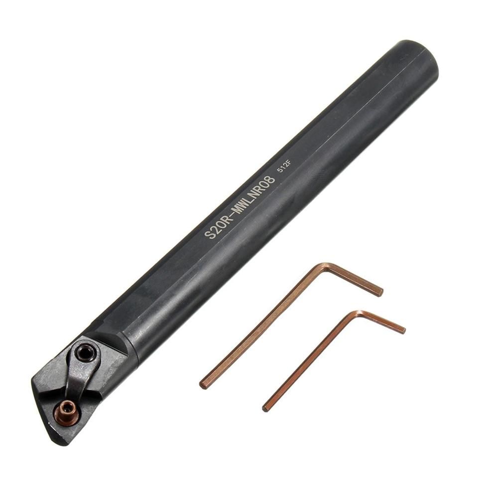 S20R-MWLNR08 20x200mm Lathe Turning Tool Boring Bar Holder + 2Pcs Wrenches for WNMG0804