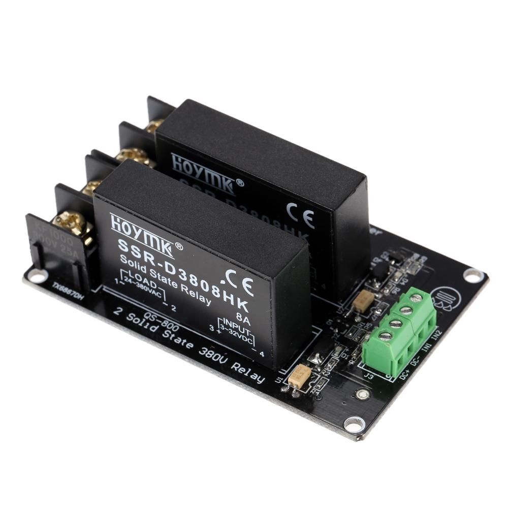 2-channel High/Low Level Trigger 380V 8A Solid State Relay Module Board