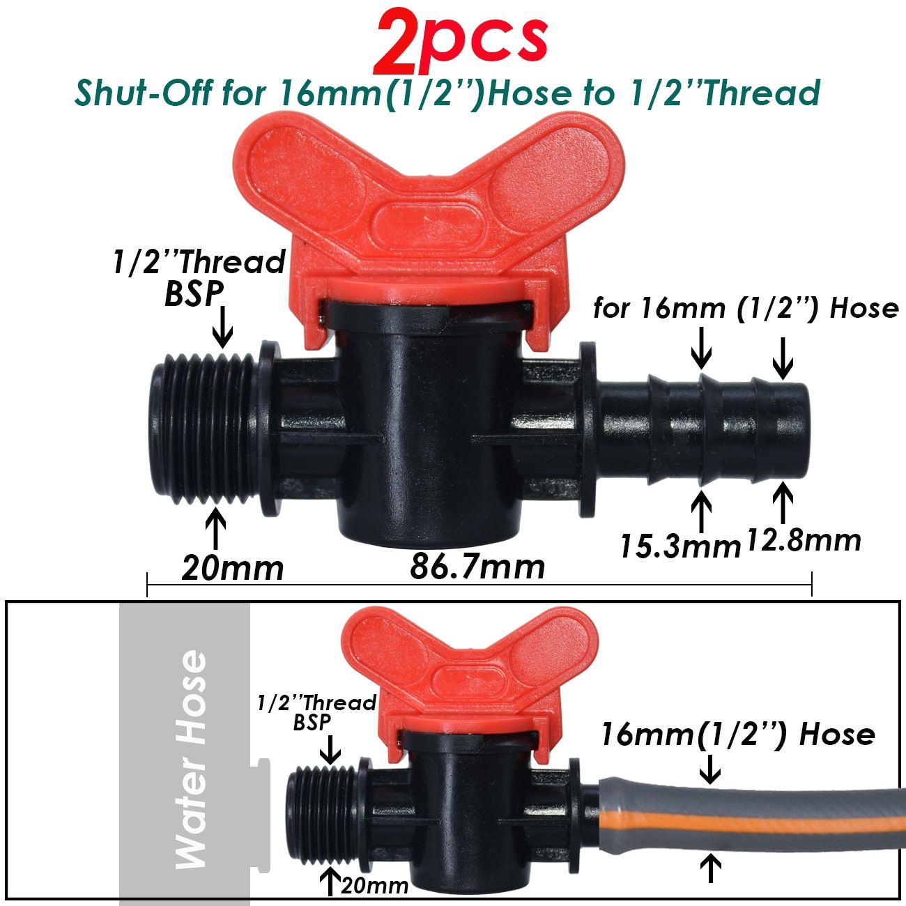 16mm 20mm 25mm 4/7mm 8/11mm Garden Hose Waterstop Barb Connector 1/4 1/2 3/4 Drip Irrigation Mini Valve Watering System
