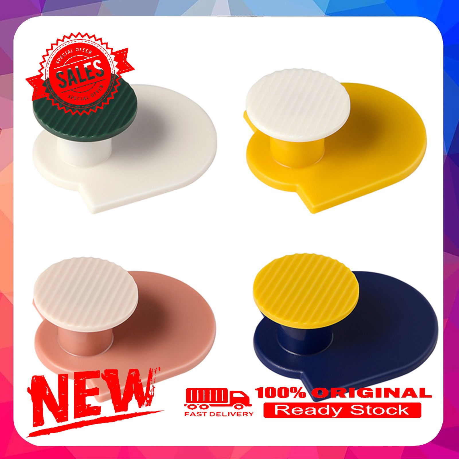 4Pcs/Set Creative Hanger Hook Color Contrast Save Space Non-trace Multi-use Wall Storage Hooks for Home
