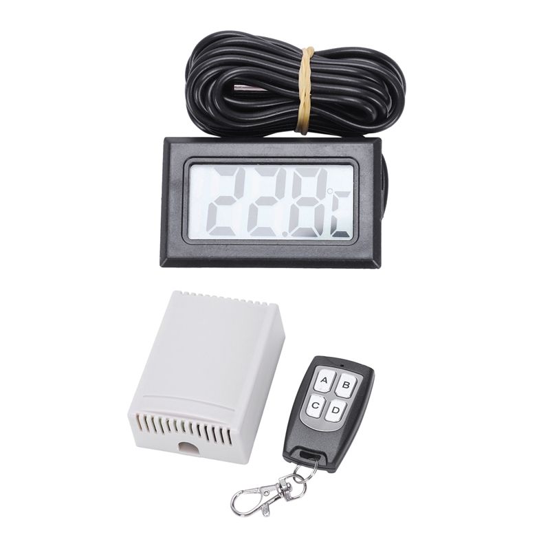 3 Pcs Accessories: 2 Pcs DC 12V Wireless Remote Control Switch Transmitter + Receiver & 1 Pcs Thermometer Digital LCD
