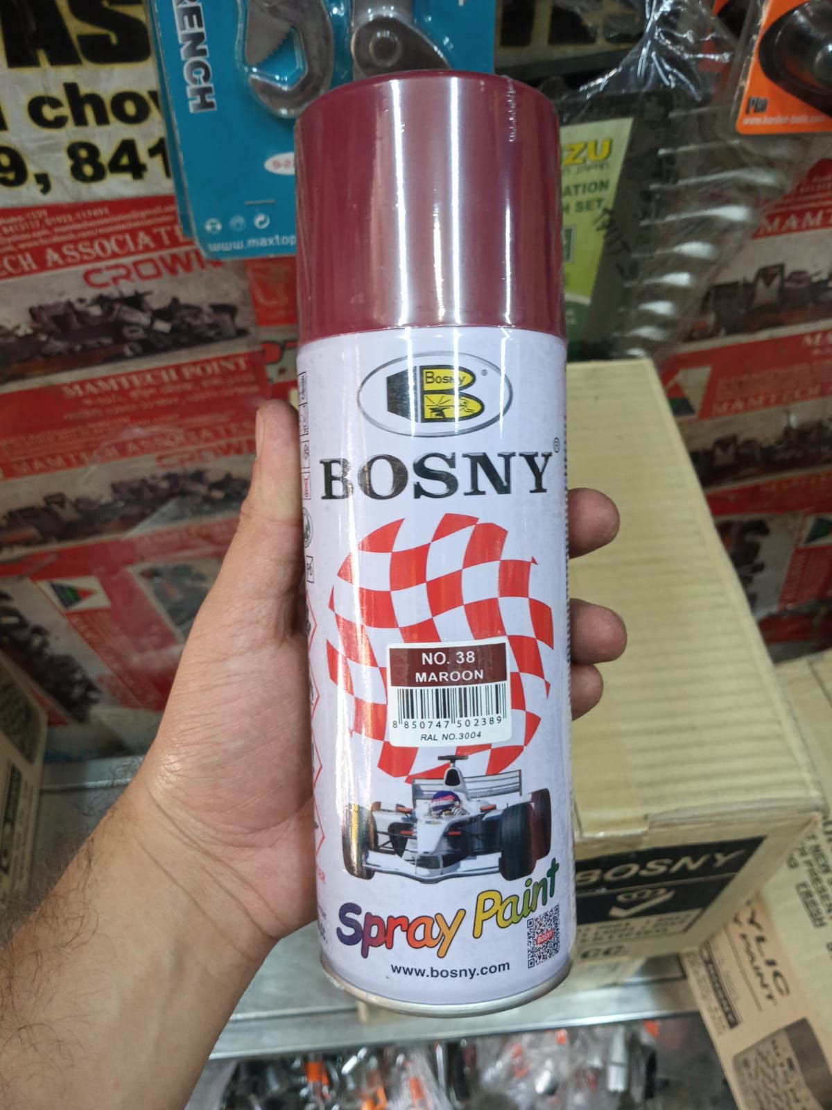 Bosny spray paint 'Maroon Color' NO.38- 400ML Good quality spray paint BOSNY BRAND