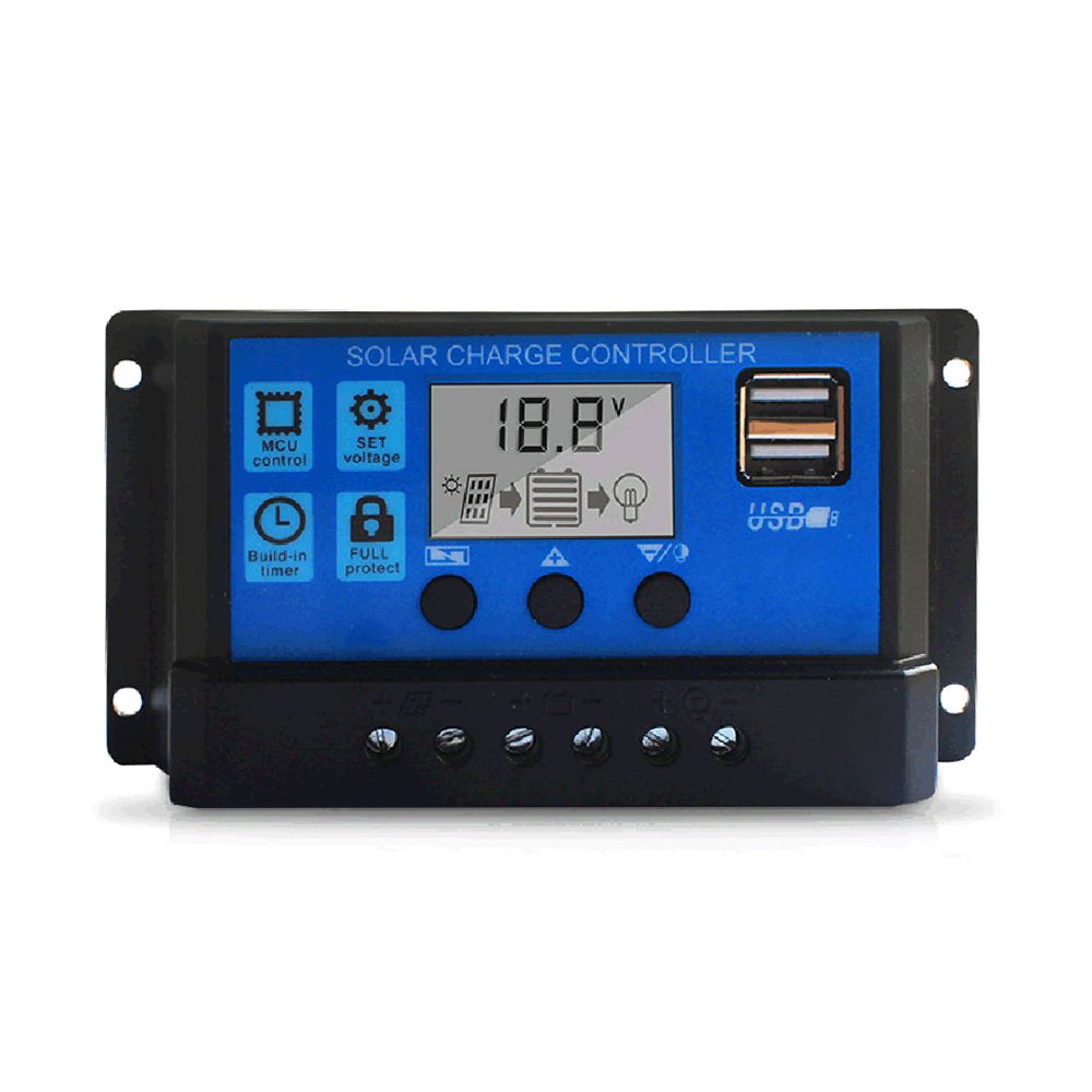100A Solar Charge Controller, Solar Panel Controller 12V/24V Adjustable LCD Display Solar Panel Batter-ys Regulator with Dual USB Port