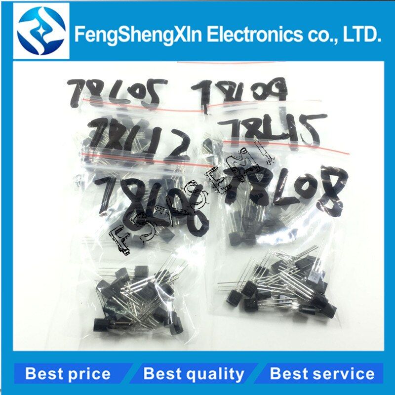 120pcs/lot 78L05 78L06 78L08 78L09 78L12 78L15 TO-92 20pcs*6values Voltage regulator tube Transistor package