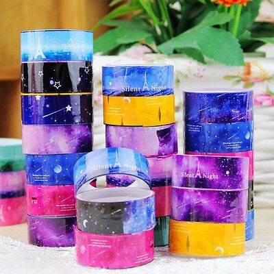 10pcs Starry sky Cherry blossoms Bullet Journal Washi Tape set Adhesive Tape DIY Scrapbooking Sticker Label Japanese Stationery