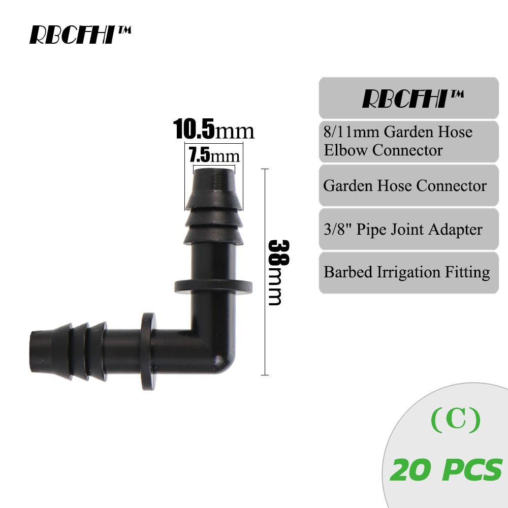 Garden 3/8" To 1/4" Hose Connector 8/11 To 4/7mm Barbed Lock Tee Straight Elbow End Plugs Pipe Adapter Irrigator Fitting
