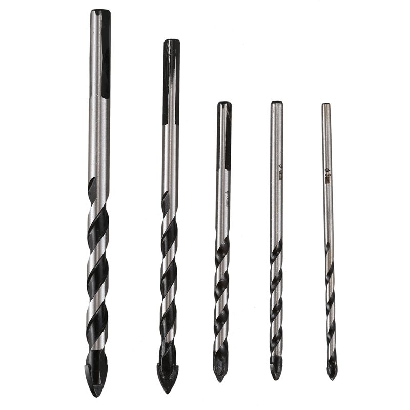 5 Pieces Multi-Material Tungsten Carbide Drill Bit Set for Porcelain Ceramic Tile,Concrete,Brick,Glass,Plastic Masonry and Wood(3mm 4mm 5mm 6mm 8mm)