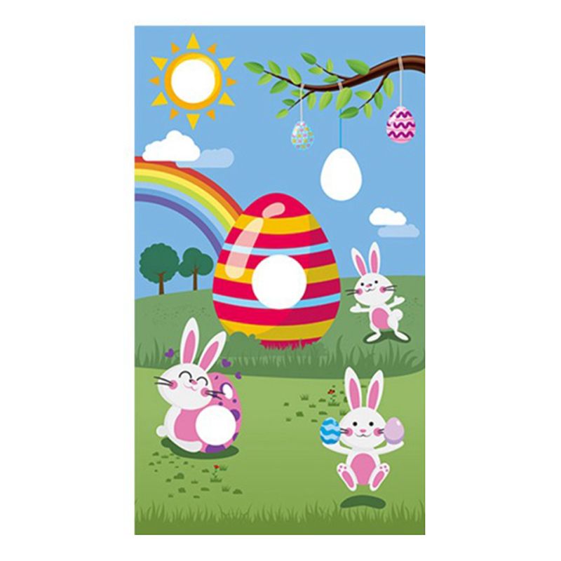 Easter Toss Game Flag Easter Day Rabbit Toss Flag Bunny Themed Banner Bean Bag Toss Banner Carnival Kid Toys