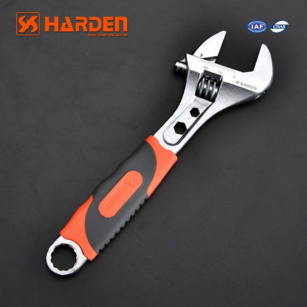 HARDEN Adjustable Wrench Rubber Grip 8"-540558