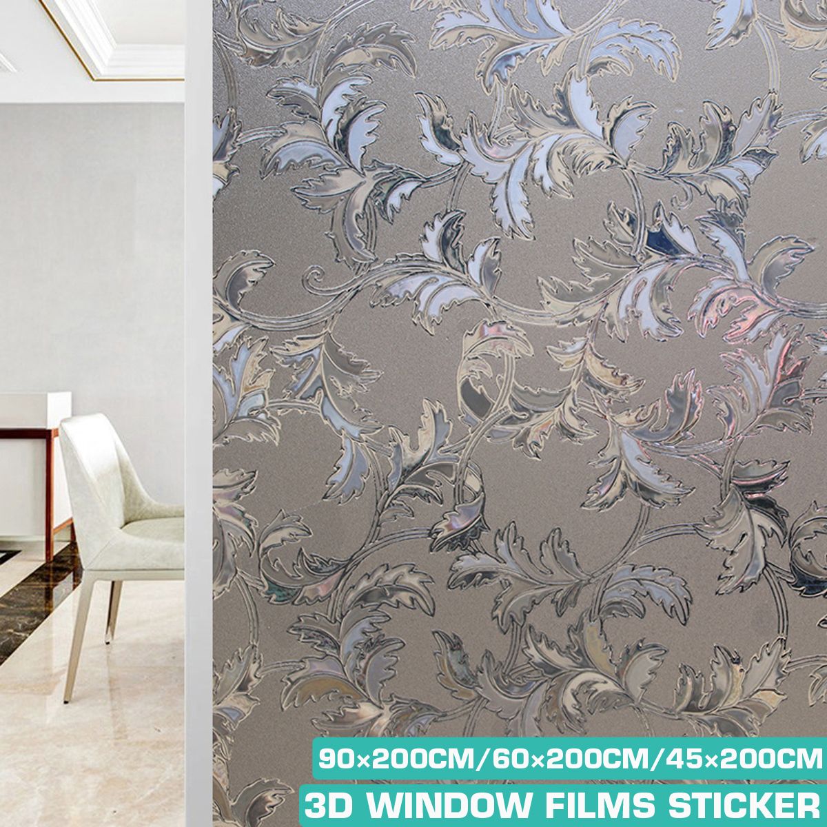 Glass sticker Decoration Tools DIY Window Door 3D Film Window Sticker Kitchen Film Glass 60*200 cm - Antique White