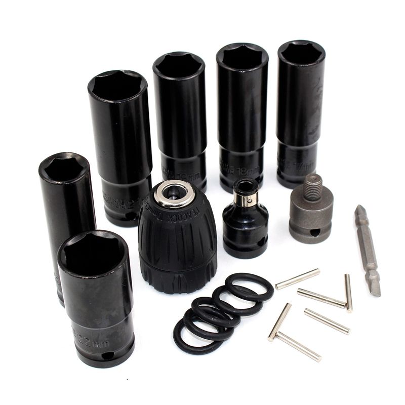 JAERBEE 21Pcs Electric Impact Wrench Hexs Socket Head Set Kit Drill Chuck Drive Adapter SET for Electric Drill Wrench