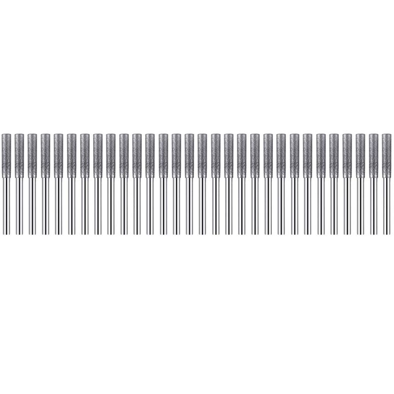 BRADOO-20 Pcs Chainsaw Sharpener Stone Diamond Coated Cylindrical Burr Polishing Grinding Tool Grinding Bits, 5/32 Inch/ 4 mm