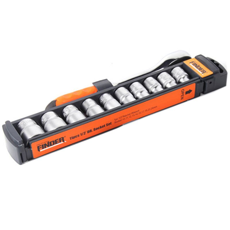 FINDER 11PCS Sleeve Ratchet Torque Hexagon Socket Wrench Set Chrome Vanadium Steel Spanner Garage Hand Tool Auto Repair Tools 1/4