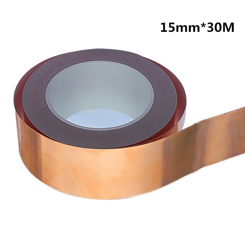 15mm X 30M*0.05mm Single Conductive Copper Foil Tape Copper Strip High Temperature Resistant Tape ing Tape