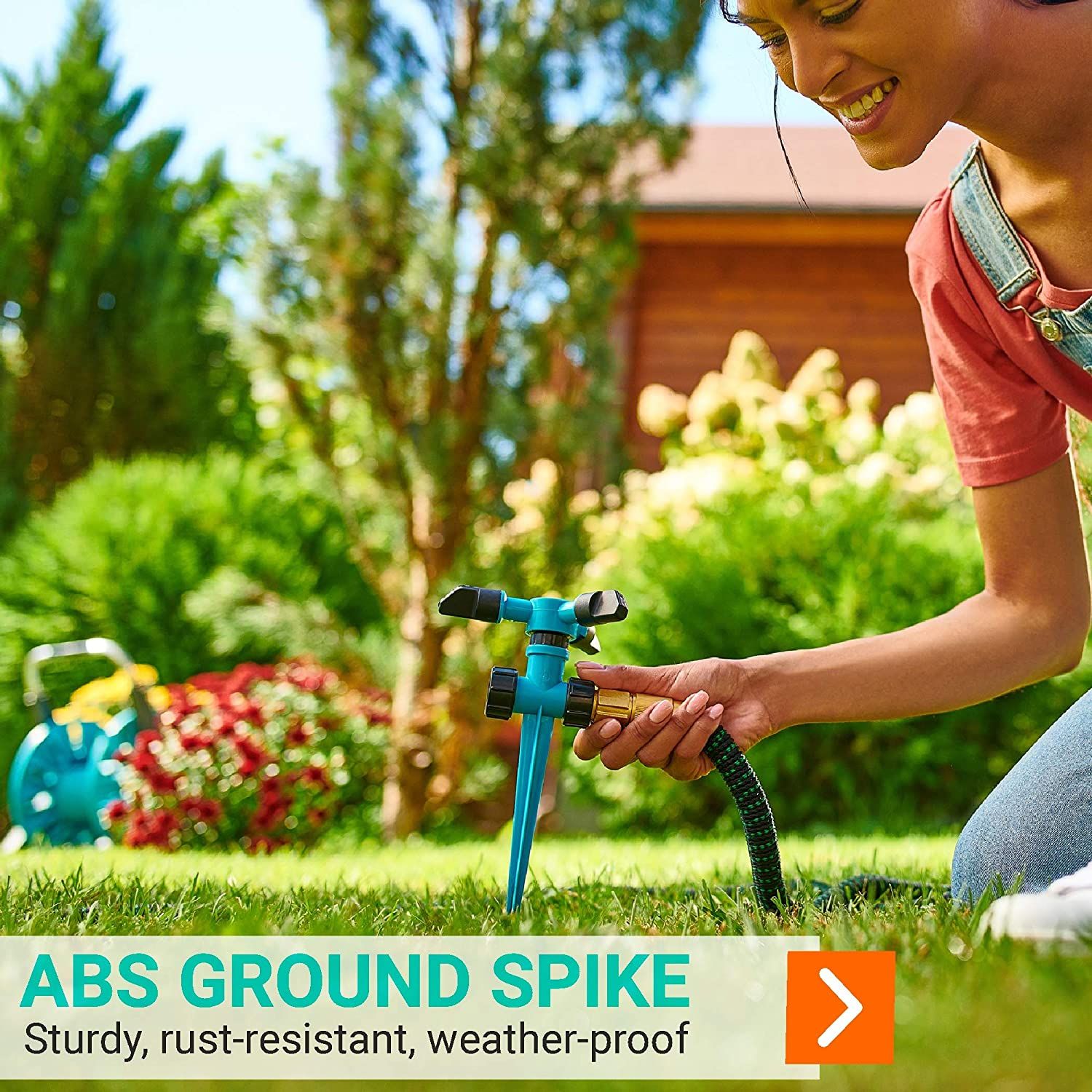Garden Sprinklers for Yard 360 Degree Rotating, Lawn Sprinklers for Hoses, Large and Small Areas Water Sprinkler for Lawn Plants Garden Hose Sprinklers Heavy Duty Ground Spike