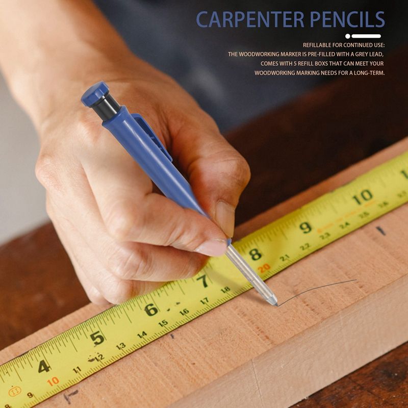JAERBEE 4 Pieces Solid Carpenter Pencil Tool Mechanical Pencil Deep Hole Mechanical Pencil Construction for Carpenter Architect