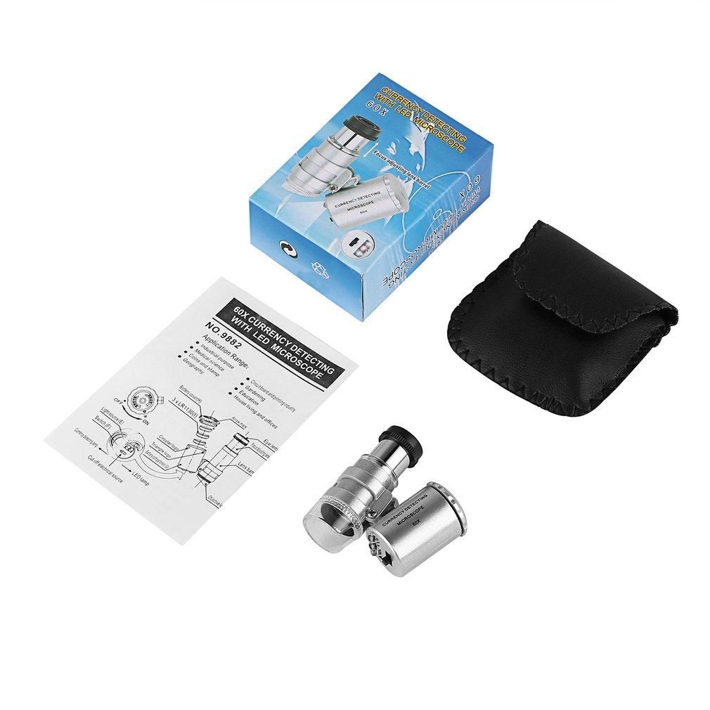 LALA Handheld Money Tester 60X Currency Detecting Microscope Magnifier LED UV