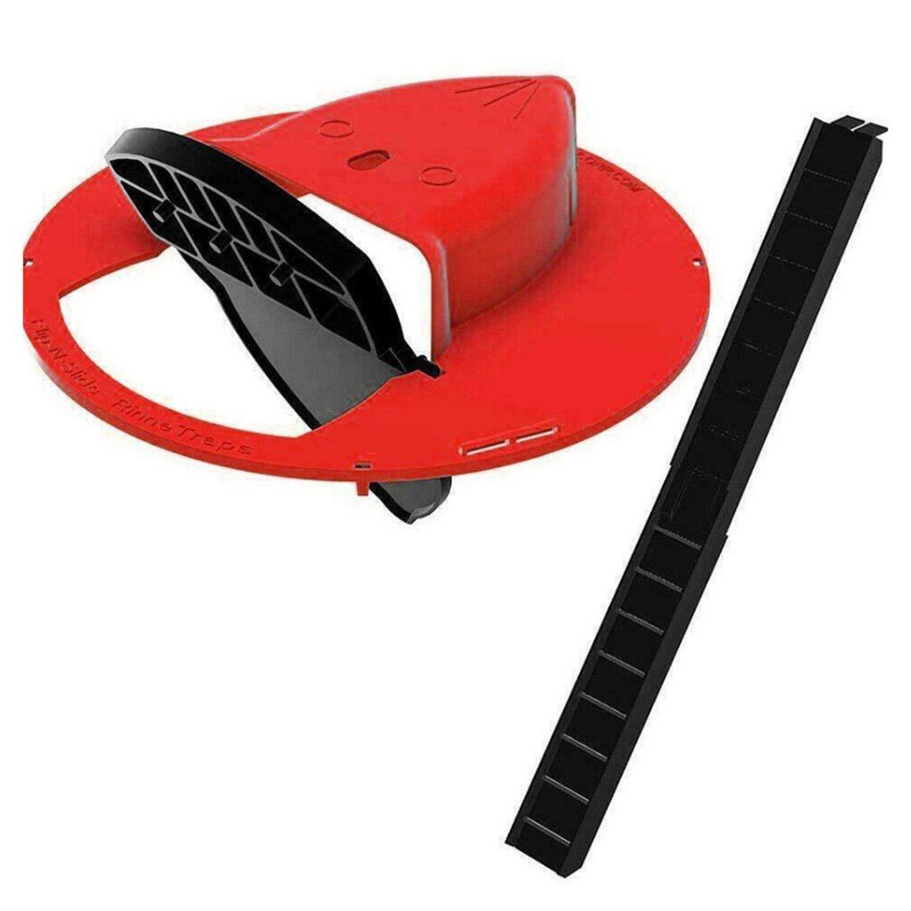 Reusable Smart Flip and Slide Bucket Lid Mouse trap Humane Or Lethal Trap Auto Reset Rat Door Style Multi Catch（Red）
