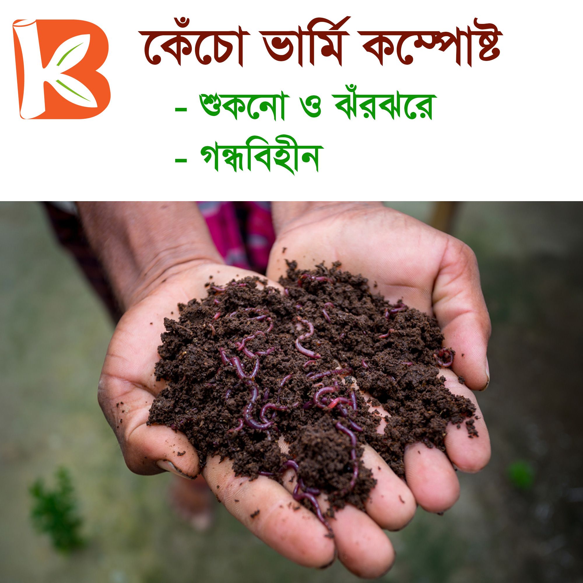 Vermicompost (Worm Fertilizer) Premium Quality - 1 kg Packet Dry and neat and odorless Kecho Sar