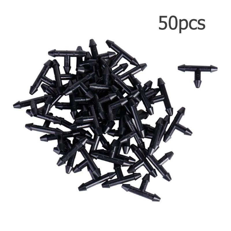 50pcs 3/5mm Garden Hose Sprinkler T Shape Three Hole Micro Drip Irrigation Pipe Barbed Connector Watering System Connection Part