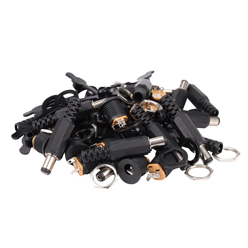 15 s 5.5x2.1mm DC connector male female dc socket jack + short plug + waterproof cap