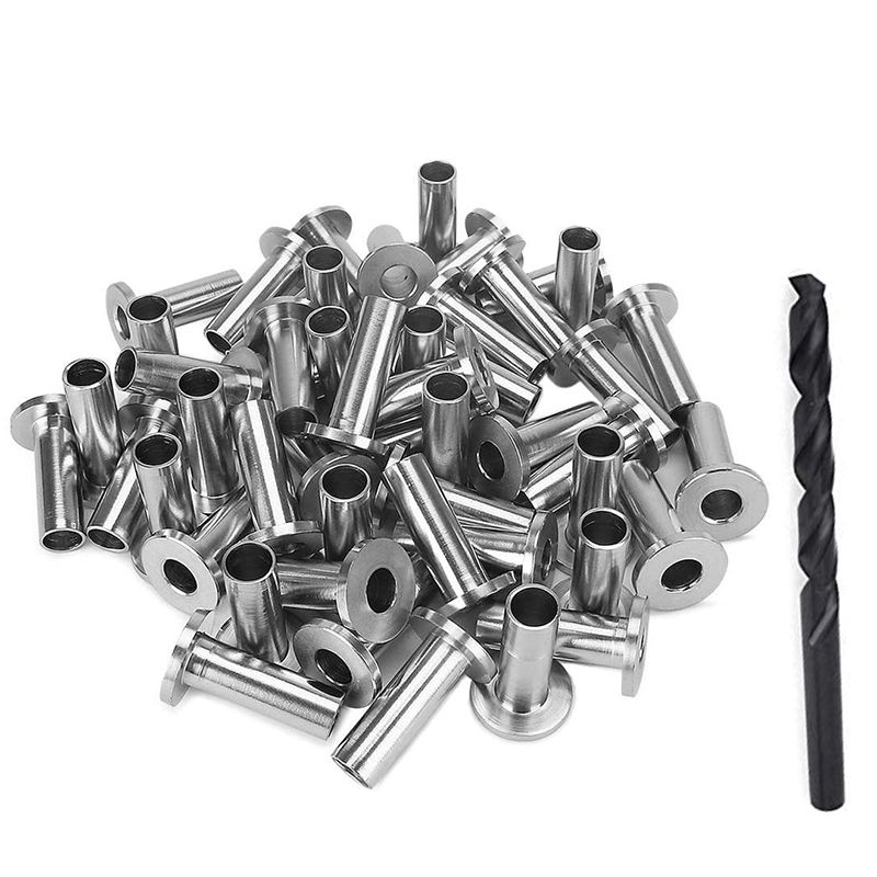 40 Pack T316 Stainless Steel Protector Sleeves For 1 8 inch Wire Rope Cable Railing DIY Balustrade with 1Pc Drill Bit