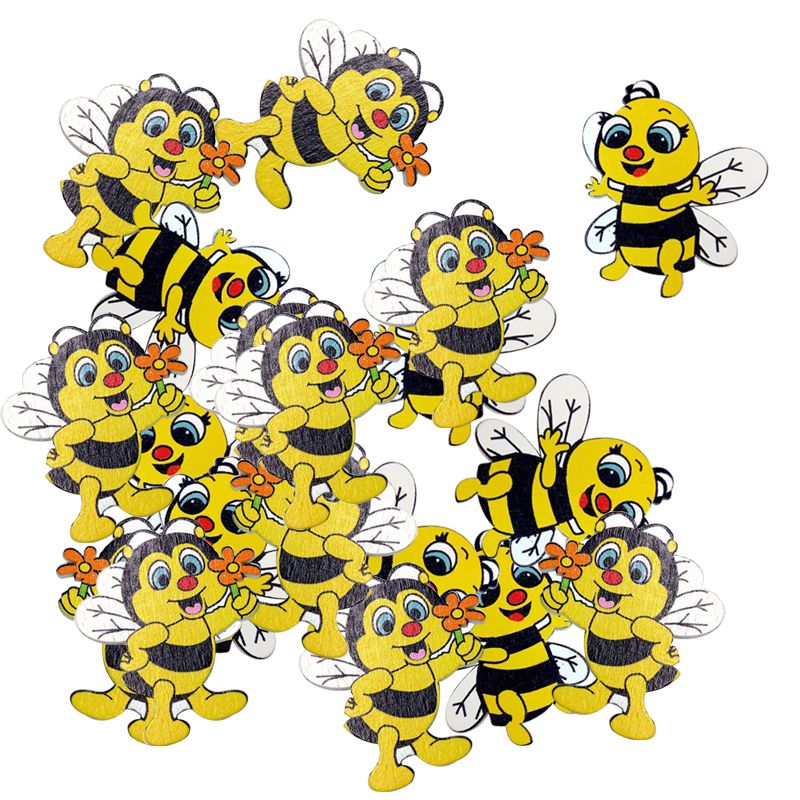 New 20 Pieces Wood Shapes Bee Embellishments for Sbooking Crafts Decorative ons Flatback Card Making Decoration Gift(null)